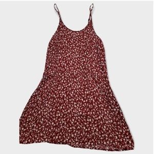 Forever 21 Floral Y2k Inspired Maroon Floral Print Mini Cami Dress Size XL